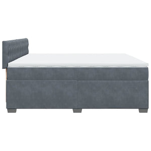 Κρεβάτι Boxspring με Στρώμα Σκούρο Γκρι 200x200 εκ. Βελούδινο - Pakobazaar