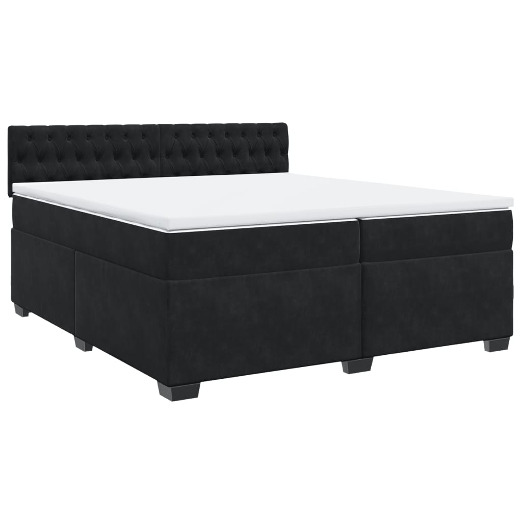 Κρεβάτι Boxspring με Στρώμα Μαύρο 200x200 εκ. Βελούδινο - Pakobazaar