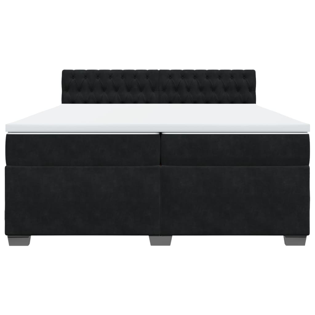 Κρεβάτι Boxspring με Στρώμα Μαύρο 200x200 εκ. Βελούδινο - Pakobazaar