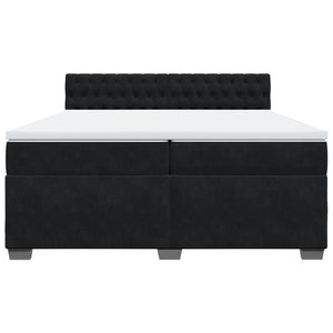 Κρεβάτι Boxspring με Στρώμα Μαύρο 200x200 εκ. Βελούδινο - Pakobazaar