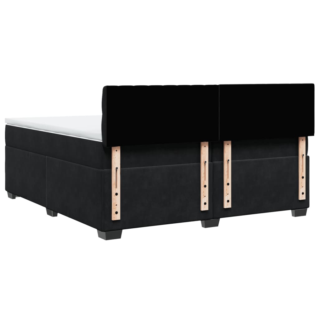 Κρεβάτι Boxspring με Στρώμα Μαύρο 200x200 εκ. Βελούδινο - Pakobazaar