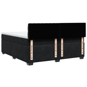 Κρεβάτι Boxspring με Στρώμα Μαύρο 200x200 εκ. Βελούδινο - Pakobazaar