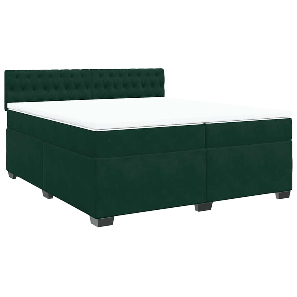 Κρεβάτι Boxspring με Στρώμα Σκούρο Πράσινο 200x200εκ. Βελούδινο - Pakobazaar