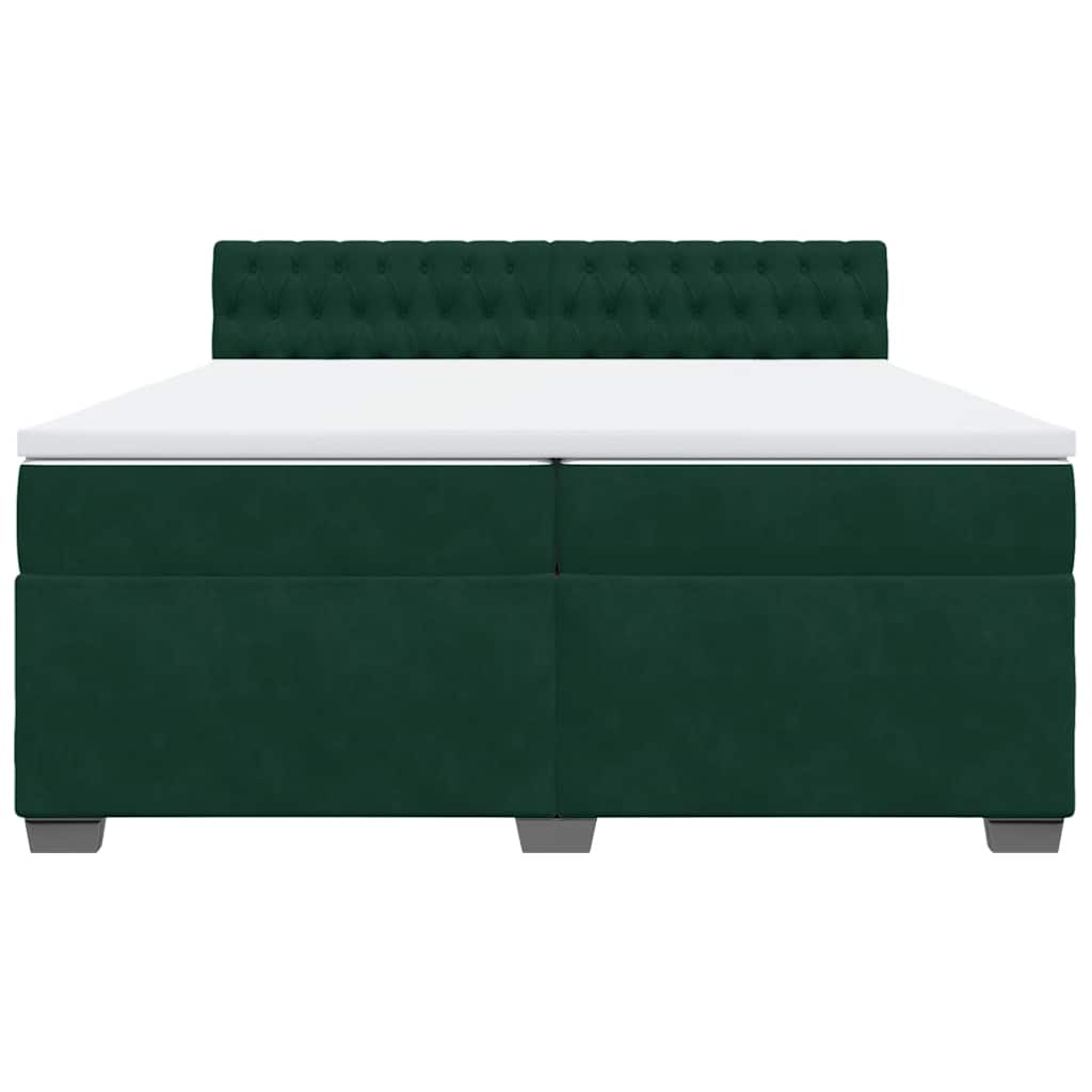 Κρεβάτι Boxspring με Στρώμα Σκούρο Πράσινο 200x200εκ. Βελούδινο - Pakobazaar