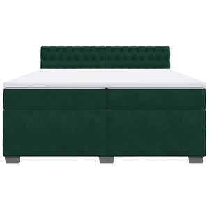 Κρεβάτι Boxspring με Στρώμα Σκούρο Πράσινο 200x200εκ. Βελούδινο - Pakobazaar
