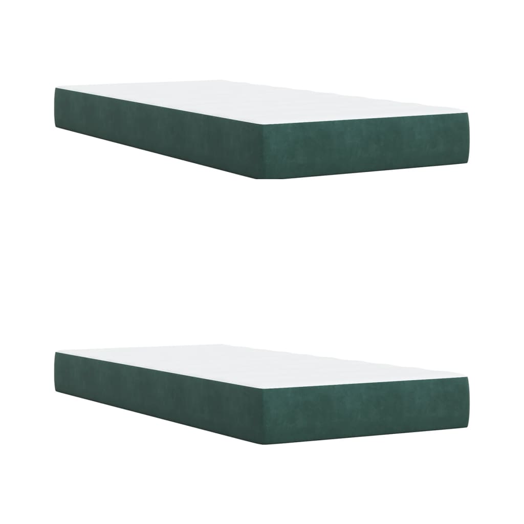 Κρεβάτι Boxspring με Στρώμα Σκούρο Πράσινο 200x200εκ. Βελούδινο - Pakobazaar