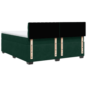 Κρεβάτι Boxspring με Στρώμα Σκούρο Πράσινο 200x200εκ. Βελούδινο - Pakobazaar