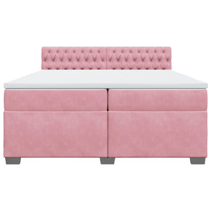 Κρεβάτι Boxspring με Στρώμα Ροζ 200x200 εκ. Βελούδινο - Pakobazaar