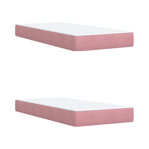 Κρεβάτι Boxspring με Στρώμα Ροζ 200x200 εκ. Βελούδινο - Pakobazaar