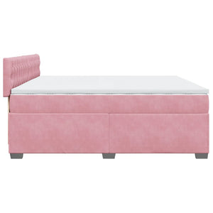 Κρεβάτι Boxspring με Στρώμα Ροζ 200x200 εκ. Βελούδινο - Pakobazaar