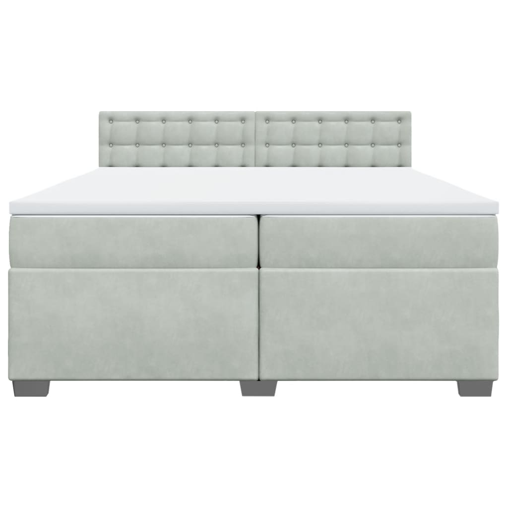 Κρεβάτι Boxspring με Στρώμα Ανοιχτό Γκρι 200x200 εκ. Βελούδινο - Pakobazaar