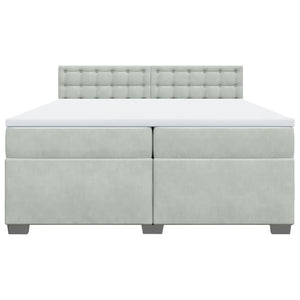Κρεβάτι Boxspring με Στρώμα Ανοιχτό Γκρι 200x200 εκ. Βελούδινο - Pakobazaar