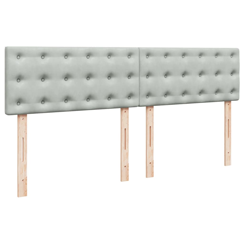 Κρεβάτι Boxspring με Στρώμα Ανοιχτό Γκρι 200x200 εκ. Βελούδινο - Pakobazaar