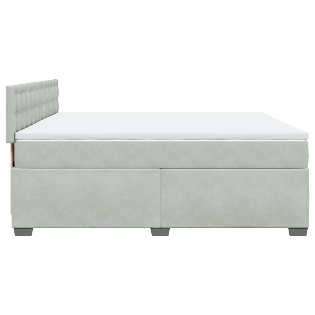 Κρεβάτι Boxspring με Στρώμα Ανοιχτό Γκρι 200x200 εκ. Βελούδινο - Pakobazaar
