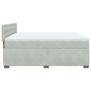 Κρεβάτι Boxspring με Στρώμα Ανοιχτό Γκρι 200x200 εκ. Βελούδινο - Pakobazaar