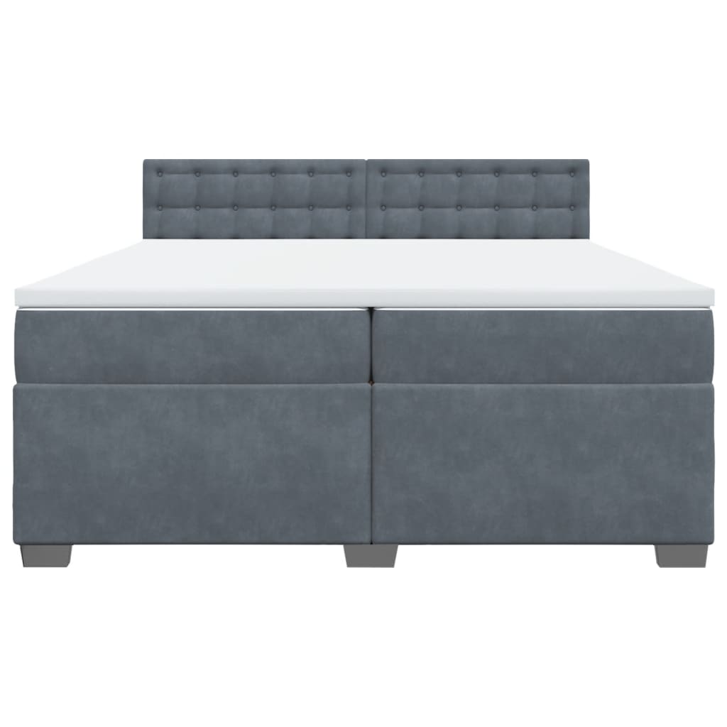 Κρεβάτι Boxspring με Στρώμα Σκούρο Γκρι 200x200 εκ. Βελούδινο