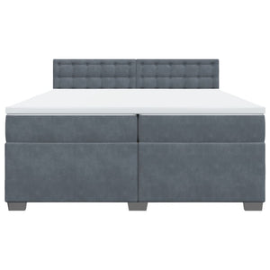 Κρεβάτι Boxspring με Στρώμα Σκούρο Γκρι 200x200 εκ. Βελούδινο
