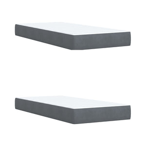 Κρεβάτι Boxspring με Στρώμα Σκούρο Γκρι 200x200 εκ. Βελούδινο