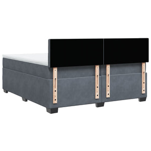 Κρεβάτι Boxspring με Στρώμα Σκούρο Γκρι 200x200 εκ. Βελούδινο