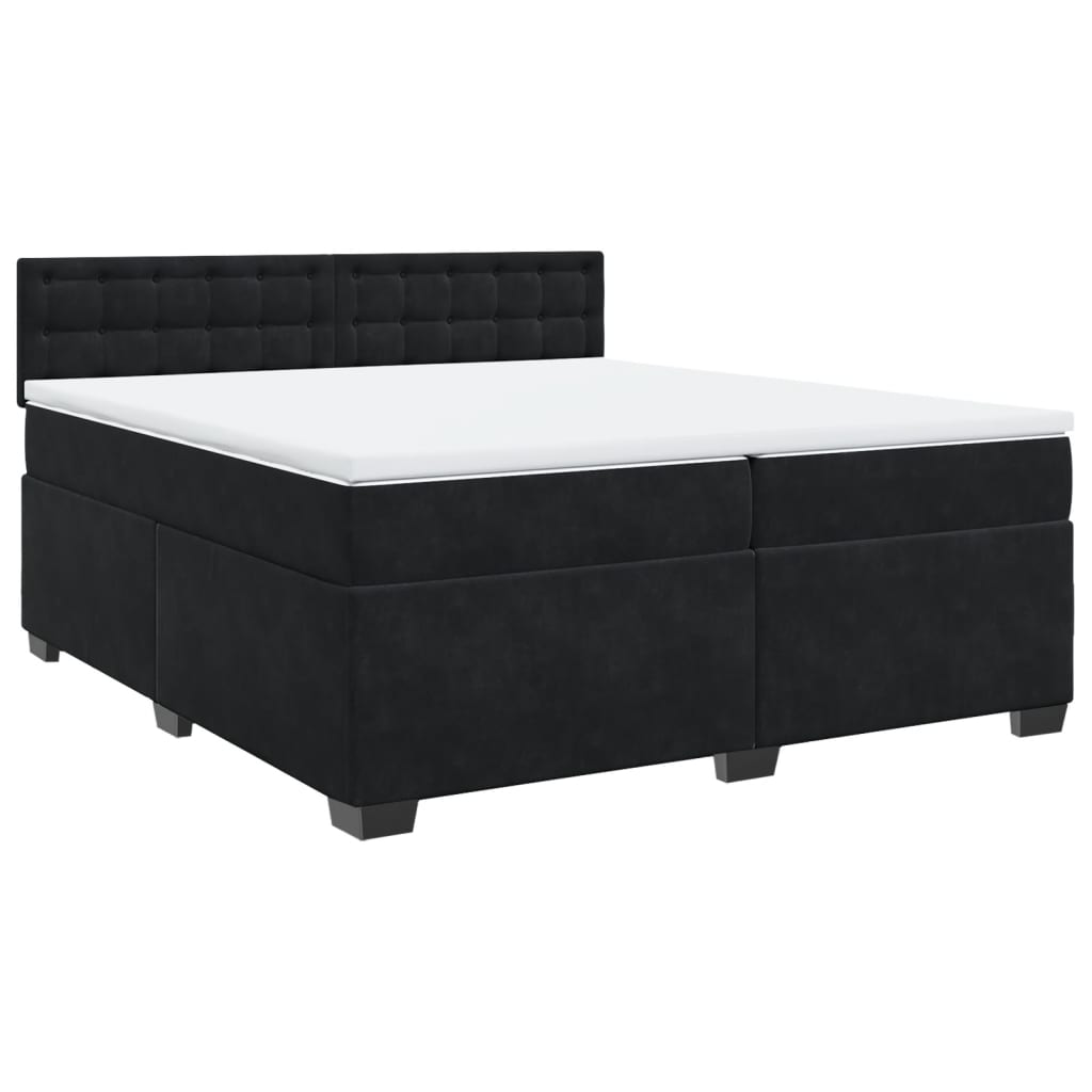 Κρεβάτι Boxspring με Στρώμα Μαύρο 200x200 εκ. Βελούδινο