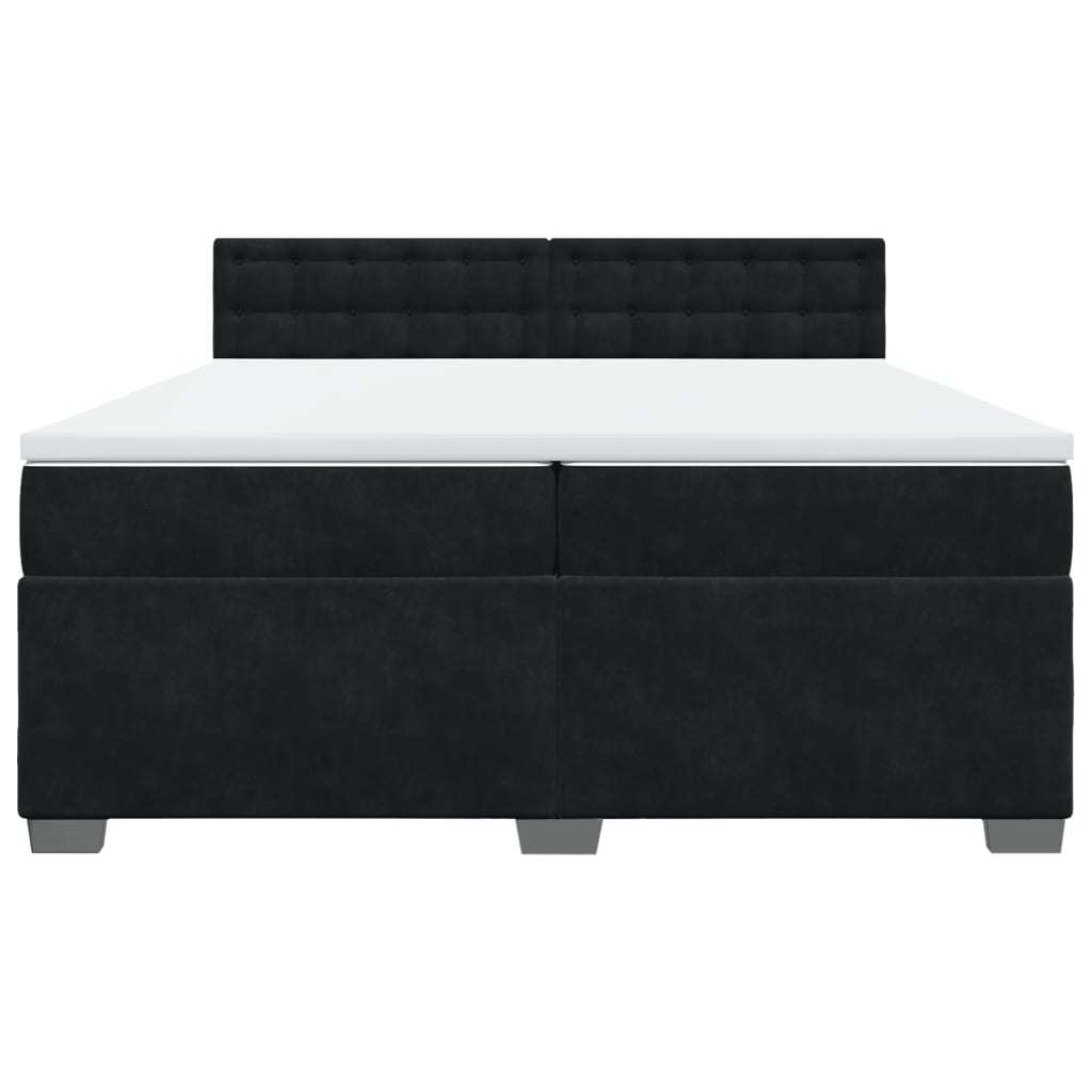 Κρεβάτι Boxspring με Στρώμα Μαύρο 200x200 εκ. Βελούδινο