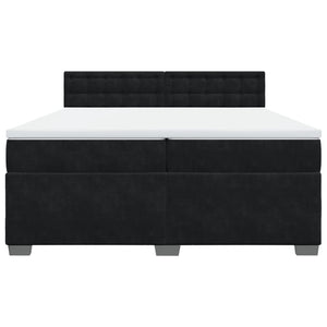 Κρεβάτι Boxspring με Στρώμα Μαύρο 200x200 εκ. Βελούδινο