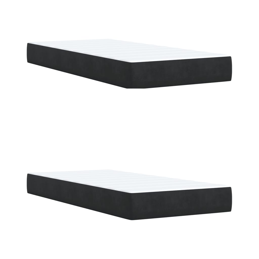 Κρεβάτι Boxspring με Στρώμα Μαύρο 200x200 εκ. Βελούδινο