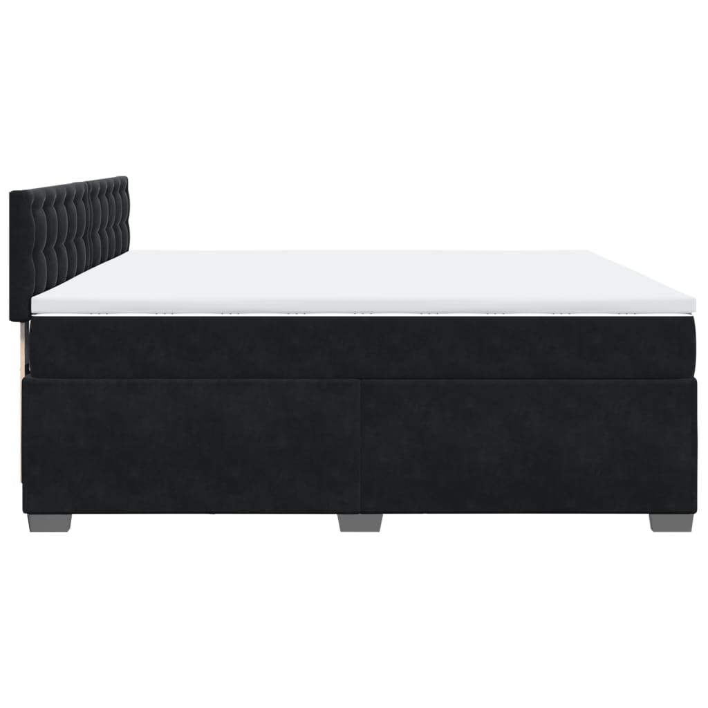Κρεβάτι Boxspring με Στρώμα Μαύρο 200x200 εκ. Βελούδινο