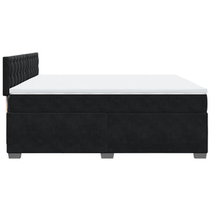 Κρεβάτι Boxspring με Στρώμα Μαύρο 200x200 εκ. Βελούδινο