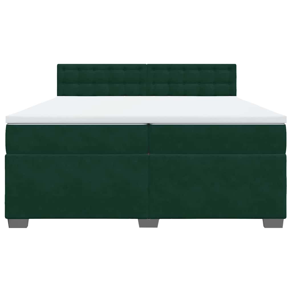 Κρεβάτι Boxspring με Στρώμα Σκούρο Πράσινο 200x200εκ. Βελούδινο