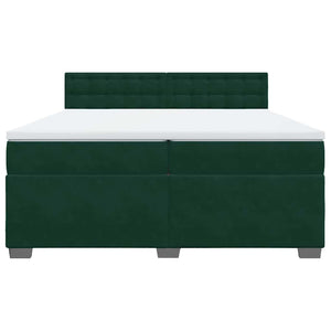 Κρεβάτι Boxspring με Στρώμα Σκούρο Πράσινο 200x200εκ. Βελούδινο