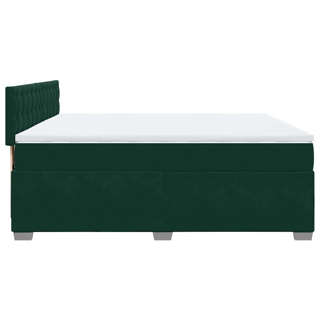 Κρεβάτι Boxspring με Στρώμα Σκούρο Πράσινο 200x200εκ. Βελούδινο