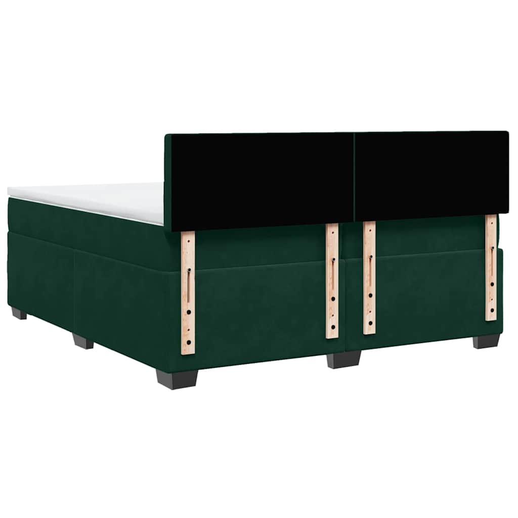 Κρεβάτι Boxspring με Στρώμα Σκούρο Πράσινο 200x200εκ. Βελούδινο