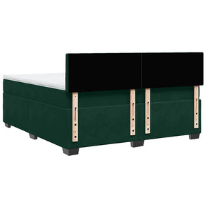 Κρεβάτι Boxspring με Στρώμα Σκούρο Πράσινο 200x200εκ. Βελούδινο