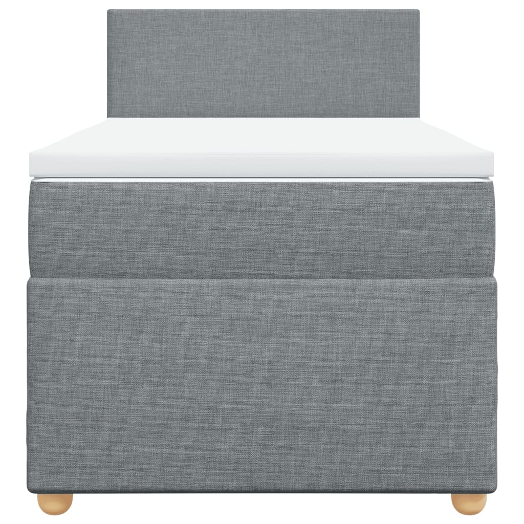 Κρεβάτι Boxspring με Στρώμα Ανοιχτό Γκρι 80x200 εκ. Υφασμάτινο - Pakobazaar