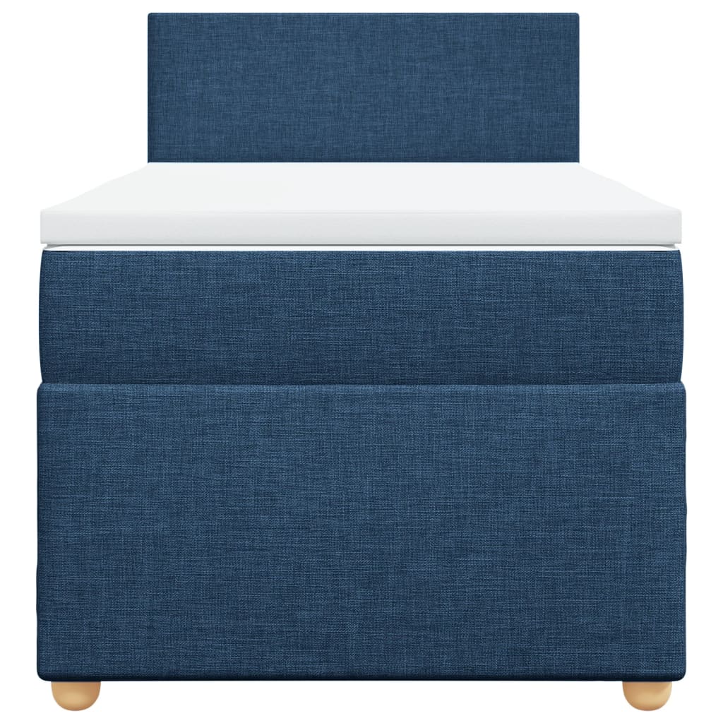 Κρεβάτι Boxspring με Στρώμα Μπλε 80x200 εκ. Υφασμάτινο - Pakobazaar