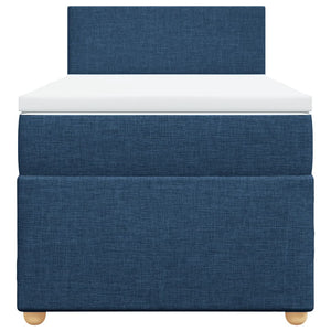 Κρεβάτι Boxspring με Στρώμα Μπλε 80x200 εκ. Υφασμάτινο - Pakobazaar