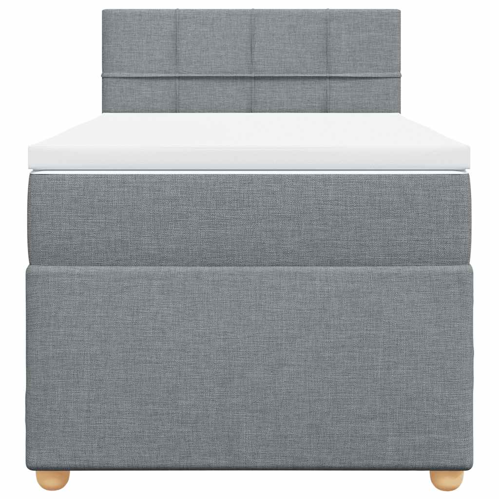 Κρεβάτι Boxspring με Στρώμα Ανοιχτό Γκρι 80x200 εκ. Υφασμάτινο - Pakobazaar
