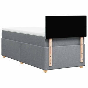 Κρεβάτι Boxspring με Στρώμα Ανοιχτό Γκρι 80x200 εκ. Υφασμάτινο - Pakobazaar