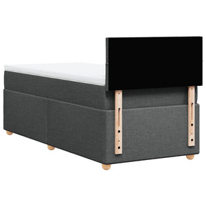 Κρεβάτι Boxspring με Στρώμα Σκούρο Γκρι 80x200 εκ. Υφασμάτινο