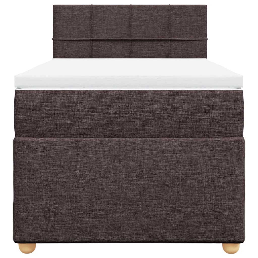 Κρεβάτι Boxspring με Στρώμα Σκούρο Καφέ 80x200 εκ. Υφασμάτινο