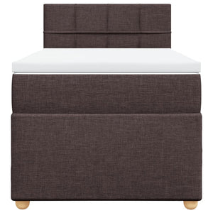 Κρεβάτι Boxspring με Στρώμα Σκούρο Καφέ 80x200 εκ. Υφασμάτινο