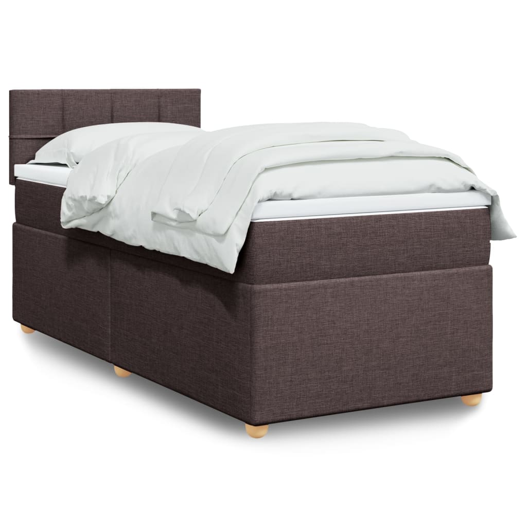 Κρεβάτι Boxspring με Στρώμα Σκούρο Καφέ 80x200 εκ. Υφασμάτινο