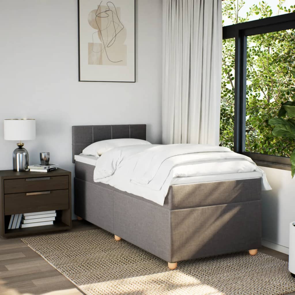 Κρεβάτι Boxspring με Στρώμα Taupe 80x200 εκ. Υφασμάτινο
