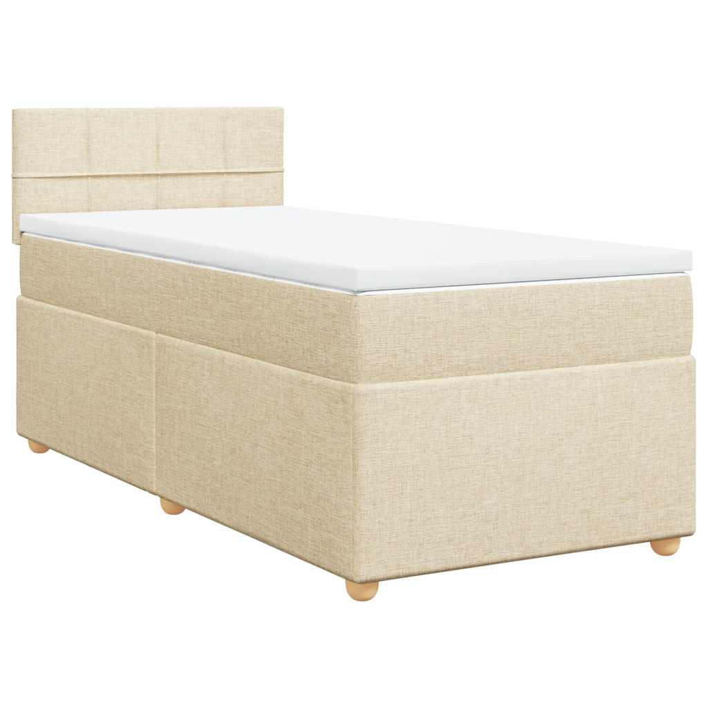 Κρεβάτι Boxspring με Στρώμα Κρεμ 80 x 200 εκ. Υφασμάτινο - Pakobazaar