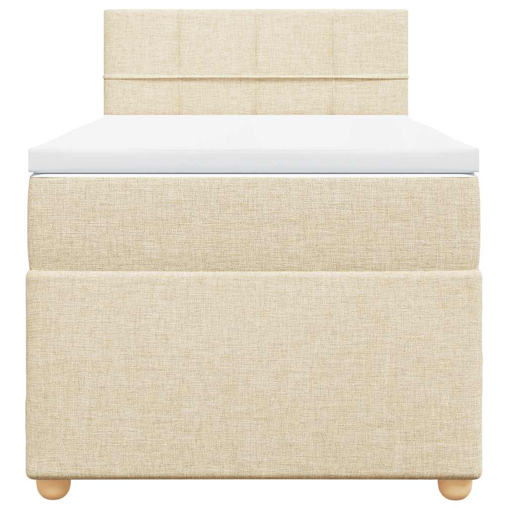 Κρεβάτι Boxspring με Στρώμα Κρεμ 80 x 200 εκ. Υφασμάτινο - Pakobazaar