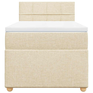 Κρεβάτι Boxspring με Στρώμα Κρεμ 80 x 200 εκ. Υφασμάτινο - Pakobazaar