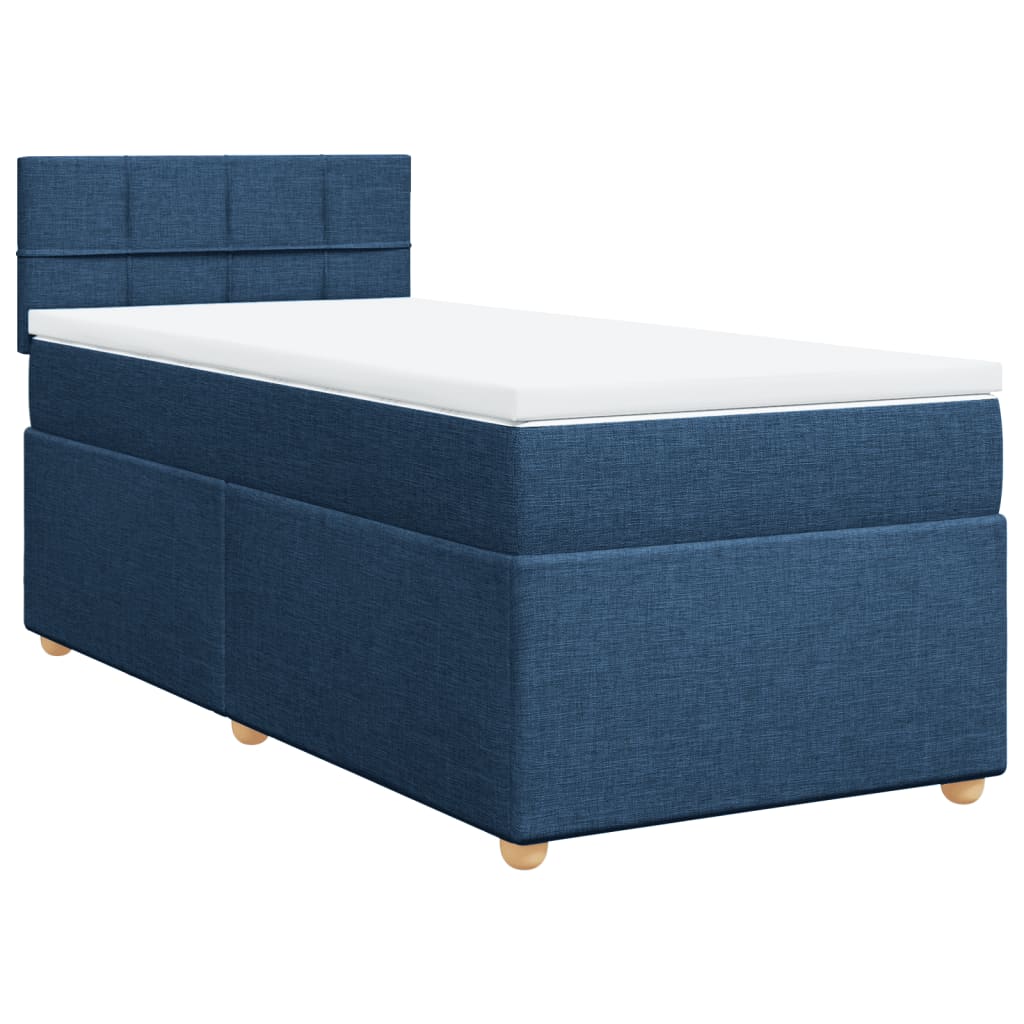 Κρεβάτι Boxspring με Στρώμα Μπλε 80x200 εκ. Υφασμάτινο - Pakobazaar