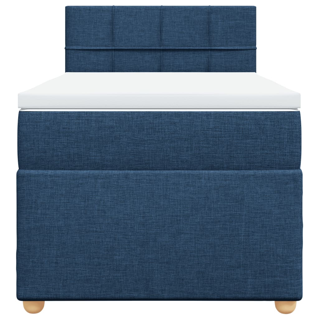 Κρεβάτι Boxspring με Στρώμα Μπλε 80x200 εκ. Υφασμάτινο - Pakobazaar