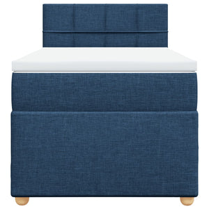 Κρεβάτι Boxspring με Στρώμα Μπλε 80x200 εκ. Υφασμάτινο - Pakobazaar